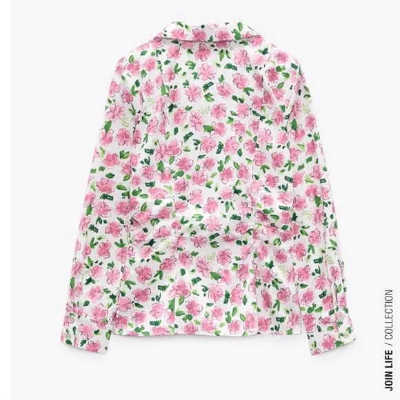 Zara RARE Floral blouse large NWT - Picture 2 of 7